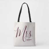 Marsala Bourgondië Script Persoonlijke Mrs. Tote Bag (Voorkant)
