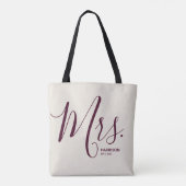 Marsala Bourgondië Script Persoonlijke Mrs. Tote Bag (Achterkant)