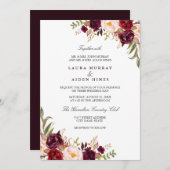 Marsala Bourgondië Waterverf Bloemenbruiloft Kaart (Voorkant / Achterkant)