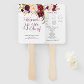 Marsala Bourgondië Waterverf Rozen Programma Fans Handwaaier (Voorkant en achterkant)