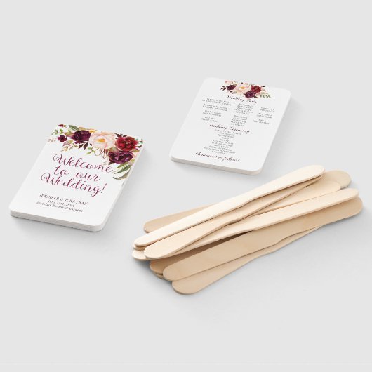 Marsala Bourgondië Waterverf Rozen Programma Fans Handwaaier (Niet-gemonteerd)