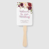 Marsala Bourgondië Waterverf Rozen Programma Fans Handwaaier (Voorkant)