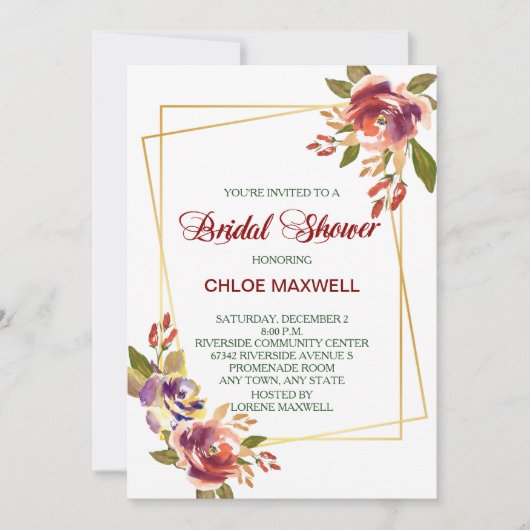 Marsala Bronze Rozen Bridal Shower Kaart (Voorkant)