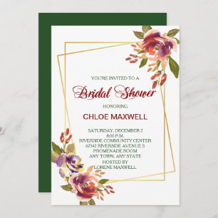 Marsala Bronze Rozen Bridal Shower Kaart