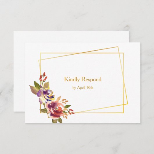Marsala Bronze Rozen Floral Wedding RSVP (Voorkant / Achterkant)