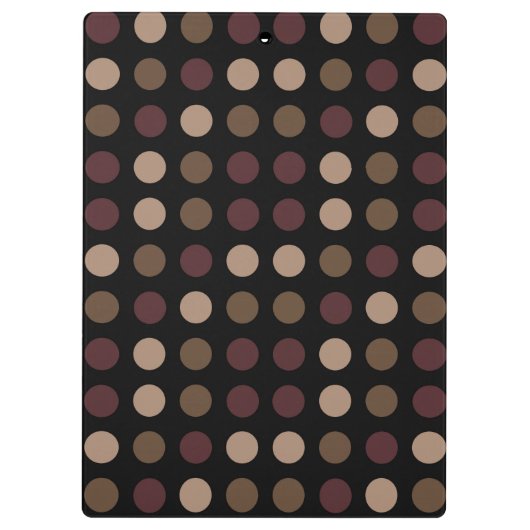 Marsala Brown Black Polka Dot Monogram Klembord (Achterkant)