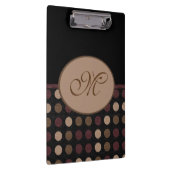 Marsala Brown Black Polka Dot Monogram Klembord (Rechts)