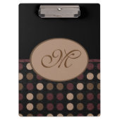 Marsala Brown Black Polka Dot Monogram Klembord (Voorkant)