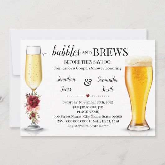 Marsala Bubbles & Brews voordat ik doe Koppels Dou Kaart (Voorkant)