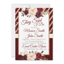 Marsala Burgandy Floral Wedding Announding
