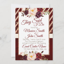 Marsala Burgandy Floral Wedding Announding Kaart