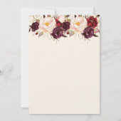 Marsala Burgandy Floral Wedding Announding Kaart (Achterkant)