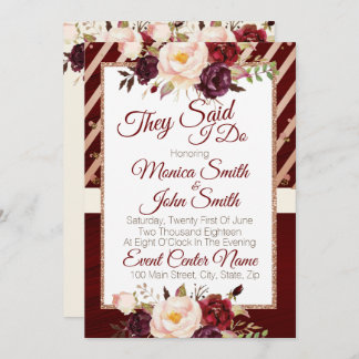 Marsala Burgandy Floral Wedding Announding Kaart