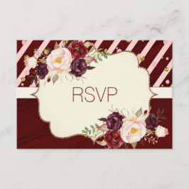 Marsala Burgandy Waterverf Floral RSVP-kaart RSVP Kaartje