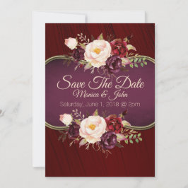 Marsala Burgandy Waterverf Floral Save the Date