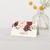 Marsala Burgandy Waterverf Table Number Card Plaatskaartje (Achterkant)