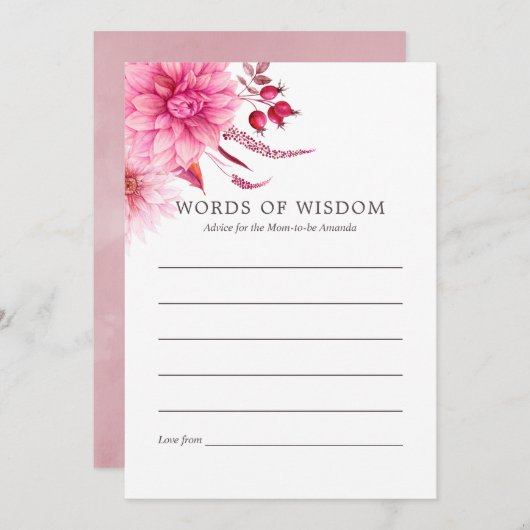 Marsala - Burgundy & Blush Autumn Herfst Baby Advi Advieskaart (Voorkant / Achterkant)