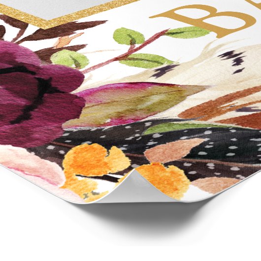 Marsala burgundy blush baby shower foto prop poster (Hoek)