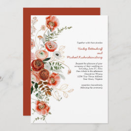 Marsala Burgundy Blush Herfst Floral Wedding Invit Kaart