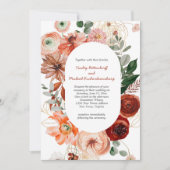 Marsala Burgundy Blush Herfst Floral Wedding Invit Kaart (Voorkant)