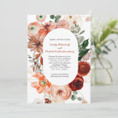 Marsala Burgundy Blush Herfst Floral Wedding Invit Kaart (Staand voorkant)