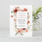 Marsala Burgundy Blush Herfst Floral Wedding Kaart (Staand voorkant)