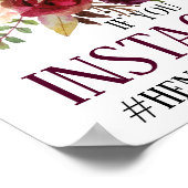 Marsala Burgundy Boho Floral Instagram Hashtag Poster (Hoek)