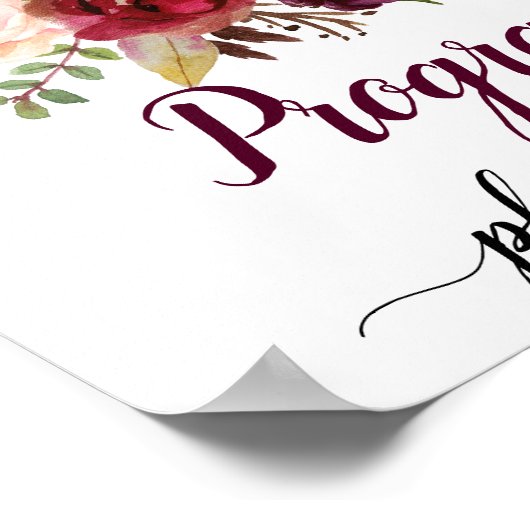 Marsala Burgundy Boho Floral Wedding Programms Sig Poster (Hoek)