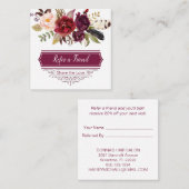 Marsala Burgundy Boho Rozen Referral-kaart Aanbevelingskaartje (Voorkant / Achterkant)