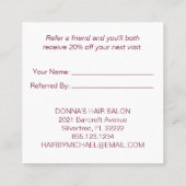 Marsala Burgundy Boho Rozen Referral-kaart Aanbevelingskaartje (Achterkant)