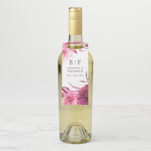 Marsala - Burgundy en Blush Autumn Wedding Favor Flessenhanger (Op fles)