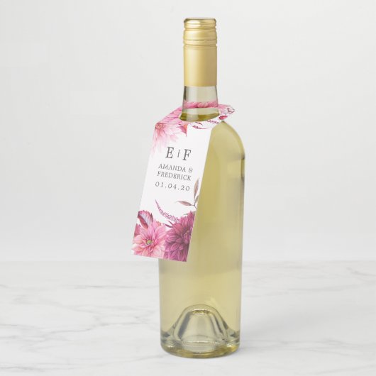 Marsala - Burgundy en Blush Autumn Wedding Favor Flessenhanger (Schuin)