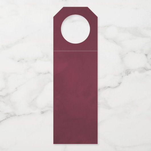 Marsala - Burgundy en Blush Autumn Wedding Favor Flessenhanger (Achterkant)