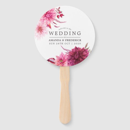 Marsala - Burgundy en Blush Autumn Wedding Favor Handwaaier (Voorkant)