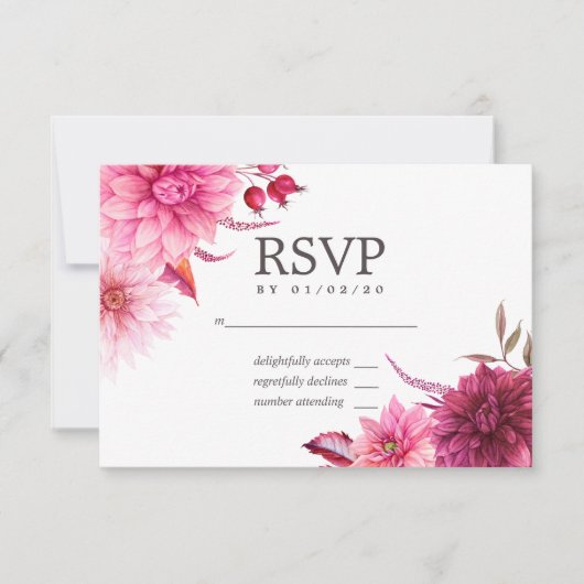Marsala - Burgundy en Blush Autumn Wedding RSVP (Voorkant)