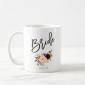 Marsala burgundy Floral bride Koffiemok (Links)