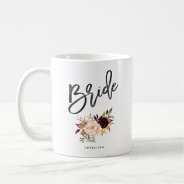 Marsala burgundy Floral bride Koffiemok