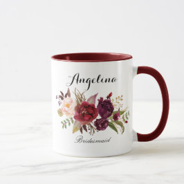 Marsala burgundy Floral bridesmaid Mok