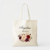 Marsala burgundy floral Bridesmaid Personalized Tote Bag (Voorkant)