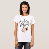 Marsala burgundy Floral bridesmaid T-shirt (Voorkant volledig)