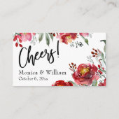 Marsala Burgundy Floral Drink Ticket Insert Kaarte Informatiekaartje (Achterkant)