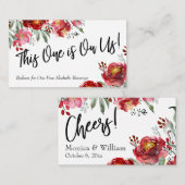 Marsala Burgundy Floral Drink Ticket Insert Kaarte Informatiekaartje (Voorkant / Achterkant)