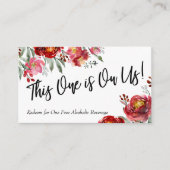 Marsala Burgundy Floral Drink Ticket Insert Kaarte Informatiekaartje (Voorkant)