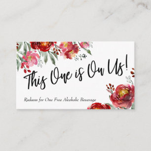 Marsala Burgundy Floral Drink Ticket Insert Kaarte Informatiekaartje