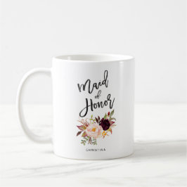 Marsala burgundy Floral maid de eer Koffiemok