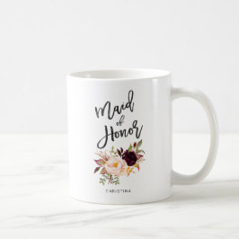 Marsala burgundy Floral maid de eer Koffiemok
