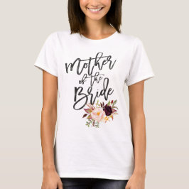 Marsala burgundy Floral, moeder van de bruid T-shirt