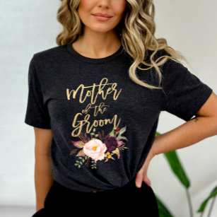Marsala burgundy Floral Moeder van de Groom T-shirt