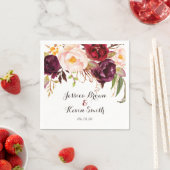 Marsala Burgundy Floral persoonlijke bruiloft-2 Servet (Insitu)