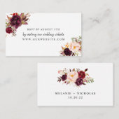 Marsala Burgundy Floral rsvp Informatiekaartje (Voorkant / Achterkant)